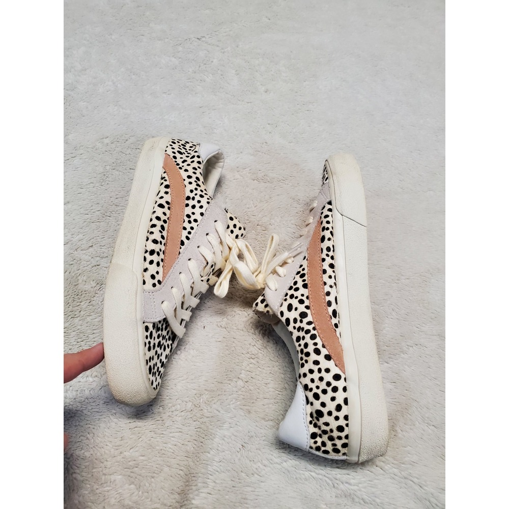Madewell Sidewalk White Black Polka Dot Calf Hair Low Sneakers 8 Preppy Festival - Picture 2 of 9